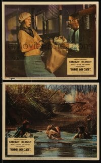 1s120 BONNIE & CLYDE 2 color English FOH LCs 1967 Faye Dunaway robs bank, Warren Beatty & Pollard!