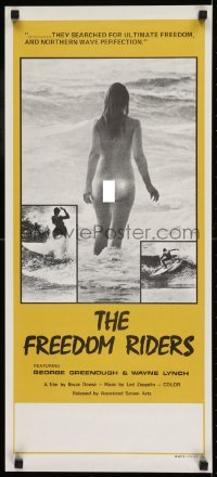 1t029 FREEDOM RIDERS Aust daybill 1972 completely naked Aussie surfer girl, yellow border design!