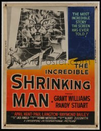 1w088 INCREDIBLE SHRINKING MAN linen 30x40 1957 Jack Arnold classic, Reynold Brown sci-fi art, rare!
