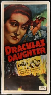 1w065 DRACULA'S DAUGHTER linen 3sh R1949 vampire Gloria Holden, Universal horror, ultra rare!