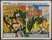 1w074 WASP WOMAN/BEAST FROM HAUNTED CAVE linen British quad 1959 Roger Corman, great monster art!