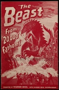 1w034 BEAST FROM 20,000 FATHOMS pressbook 1953 Ray Bradbury's tale of the sea's master-beast!