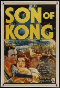 1w127 SON OF KONG linen 1sh 1933 art of Robert Armstrong & Helen Mack, Ernest B. Schoedsack, rare!