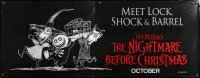 1w061 NIGHTMARE BEFORE CHRISTMAS vinyl banner 1993 Tim Burton, Disney, Meet Lock, Shock & Barrel!