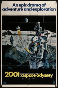 1x308 2001: A SPACE ODYSSEY style B 1sh 1968 Kubrick, McCall art of astronauts on the moon, 70mm!