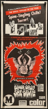 1x103 BLOOD ORGY OF THE SHE DEVILS alt style Aust daybill 1974 Ted Mikels, the depths of Hell, rare!