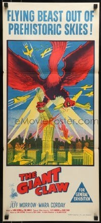 1x112 GIANT CLAW Aust daybill 1957 great art of winged monster from 17,000,000 B.C. destroying city!