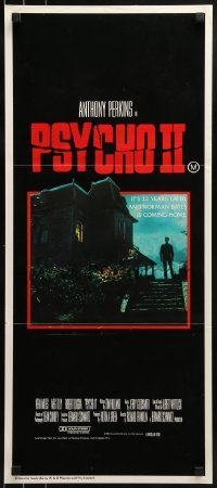1x130 PSYCHO II Aust daybill 1983 Anthony Perkins as Norman Bates, creepy image of classic house!