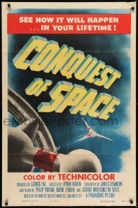 1x330 CONQUEST OF SPACE 1sh 1955 George Pal sci-fi, see how it will happen in your lifetime!