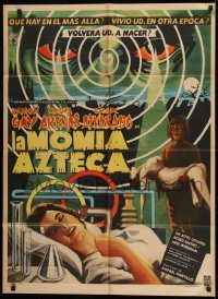 1x074 LA MOMIA AZTECA Mexican poster 1957 Ramon Gay, really cool mummy horror artwork!