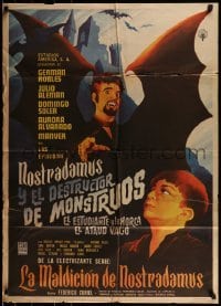 1x077 NOSTRADAMUS Y EL DESTRUCTOR DE MONSTRUOS Mexican poster 1962 art of wacky vampire by Mendoza!