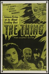 1x435 THING 1sh R1957 Howard Hawks classic horror, it strikes without warning from another world!