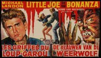 1y190 I WAS A TEENAGE WEREWOLF Belgian 1960s AIP classic, art of monster Michael Landon & sexy babe