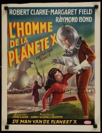 1y191 MAN FROM PLANET X Belgian 1951 Edgar Ulmer, cool different art of space man & sexy girl!