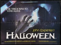 1y140 HALLOWEEN British quad 1979 Carpenter classic, different image of Nancy Kyes attacked!