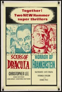 1y147 HORROR OF FRANKENSTEIN/SCARS OF DRACULA English double crown 1971 brothers of horror, rare!