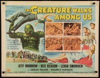 1y041 CREATURE WALKS AMONG US style A 1/2sh 1956 great Reynold Brown art of monster throwing man!