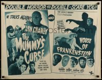 1y046 HOUSE OF FRANKENSTEIN/MUMMY'S CURSE 1/2sh 1945 double horror to double-scare you, rare!