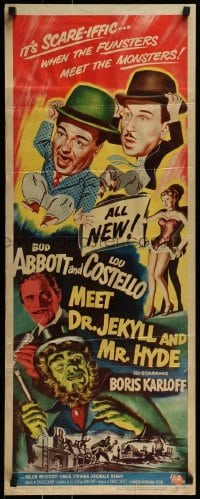 1y061 ABBOTT & COSTELLO MEET DR. JEKYLL & MR. HYDE insert 1953 Bud & Lou, scary Boris Karloff!