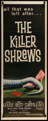 1y077 KILLER SHREWS insert 1959 classic horror art of all that was left after the monster attack!