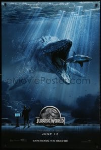 1y117 JURASSIC WORLD IMAX teaser DS 1sh 2015 incredible image of Mosasaurus devouring Great White!