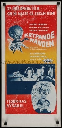 1y170 INVASION OF THE SAUCER MEN Swedish stolpe 1961 art of cabbage head alien & sexy girl!