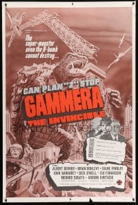 1z239 GAMMERA THE INVINCIBLE 40x60 1966 great artwork of the rubbery monster destroying city!