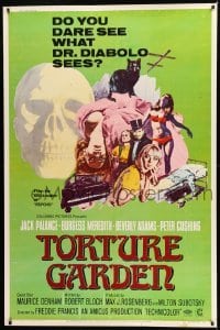 1z284 TORTURE GARDEN 40x60 1967 Psycho Robert Bloch do you dare see what Dr. Diabolo sees?