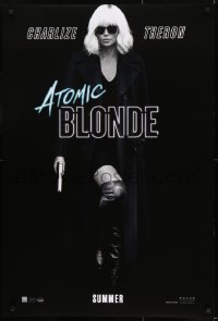 1z339 ATOMIC BLONDE teaser DS 1sh 2017 great full-length image of sexy Charlize Theron with gun!