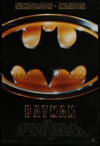 1z353 BATMAN 1sh 1989 directed by Tim Burton, Nicholson, Keaton, cool image of Bat logo!