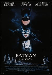 1z363 BATMAN RETURNS int'l advance 1sh 1992 Burton, Keaton, cool dark date design!