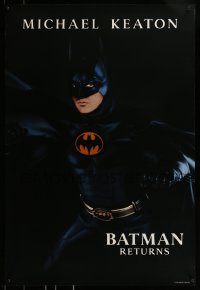 1z364 BATMAN RETURNS teaser 1sh 1992 Burton, image of Michael Keaton in title role, undated design!