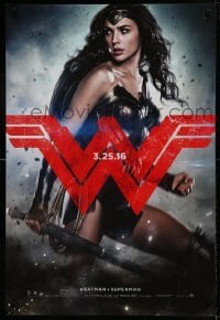 1z373 BATMAN V SUPERMAN teaser DS 1sh 2016 great image of sexiest Gal Gadot as Wonder Woman!