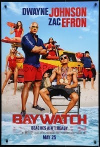 1z376 BAYWATCH teaser DS 1sh 2017 Dwayne Johnson, Zac Efron, Priyanka Chopra, Daddario and Rohrbach