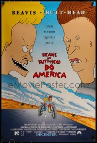 1z383 BEAVIS & BUTT-HEAD DO AMERICA advance 1sh 1996 Mike Judge MTV juvenile delinquent cartoon!