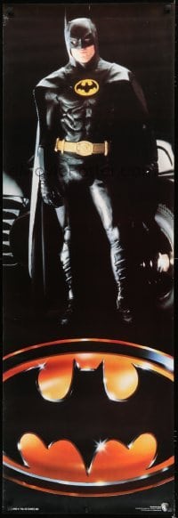 1z145 BATMAN group of 2 door panels 1989 full-length portrait of Michael Keaton in costume & more!