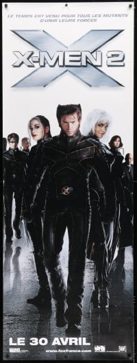 1z163 X-MEN 2 DS French door panel 2003 great image of Hugh Jackman, sexy Anna Paquin & cast!