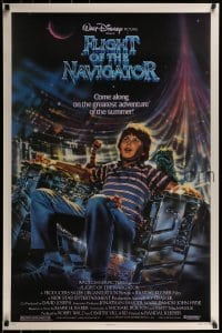 1z521 FLIGHT OF THE NAVIGATOR 1sh 1986 Disney sci-fi, cool artwork of Joey Cramer in spaceship!