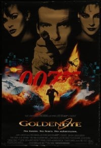 1z552 GOLDENEYE DS 1sh 1995 cast image of Pierce Brosnan as Bond, Isabella Scorupco, Famke Janssen!