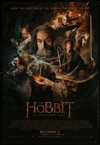 1z595 HOBBIT: THE DESOLATION OF SMAUG advance DS 1sh 2013 Peter Jackson directed, cool cast montage!