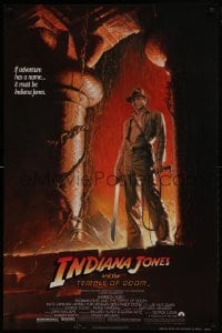 1z615 INDIANA JONES & THE TEMPLE OF DOOM NSS style 1sh 1984 art of Harrison Ford by Bruce Wolfe!