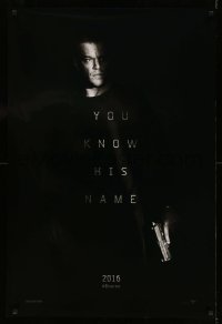 1z635 JASON BOURNE teaser DS 1sh 2016 great image of Matt Damon in the title role with gun!