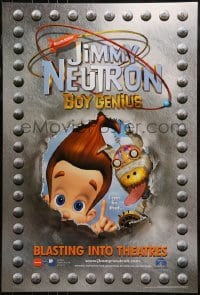 1z636 JIMMY NEUTRON BOY GENIUS int'l teaser DS 1sh 2001 Nickelodeon sci-fi cartoon, great image!