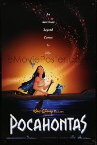 1z783 POCAHONTAS DS 1sh 1995 Walt Disney, art of famous Native American Indian in canoe w/raccoon!