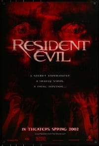 1z804 RESIDENT EVIL teaser 1sh 2002 Paul W.S. Anderson, Milla Jovovich, Rodriguez, zombies!