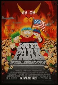 1z867 SOUTH PARK: BIGGER, LONGER & UNCUT advance DS 1sh 1999 Parker & Stone animated musical!
