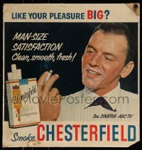 1z061 CHESTERFIELD 21x22 advertising poster 1950s great close-up of smoking Frank Sinatra!