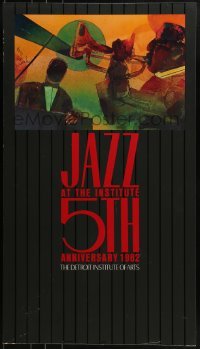1z059 JAZZ AT THE INSTITUTE 5TH ANNIVERSARY 16x28 music poster 1982 jazz musicians by Bearden!