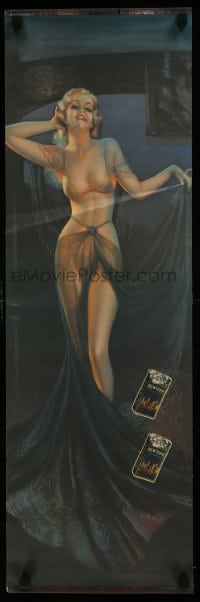 1z150 NEW YORK CIGARETTES 10x31 advertising poster 1920s art of a sexy woman in see-through top!