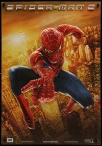 1z092 SPIDER-MAN 2 DS 27x39 special poster 2004 3D Tobey Maguire in the title role over city!